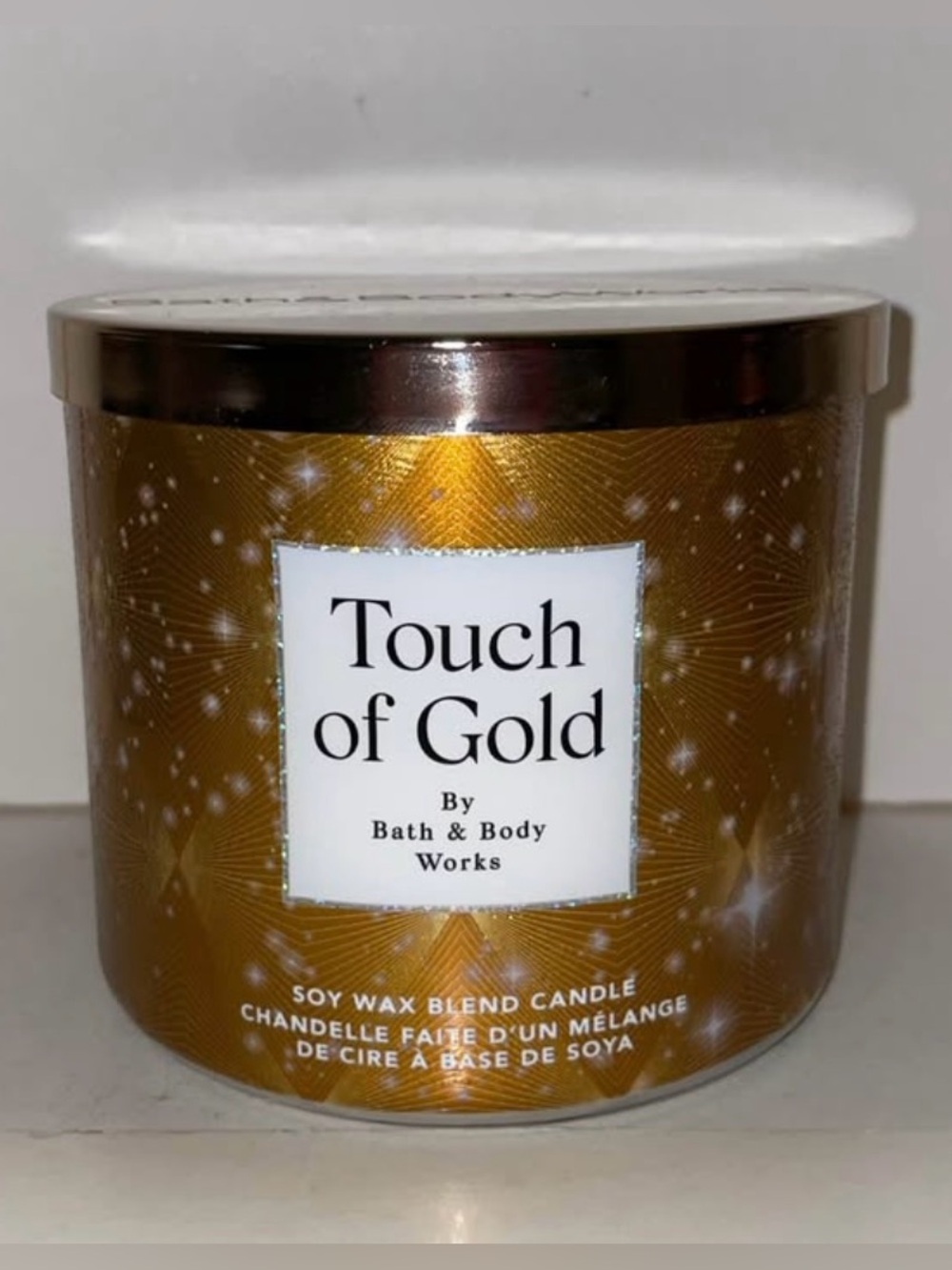 Bath & Body Works Touch Of Gold Scented Candle 3 Wick Discontinued New